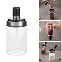 Творческий Стекло приправа бутылка для хранения соли коробка банки для специй с ложкой Творческий из нержавеющей стальной ящик для хранения дома Кухня гаджет