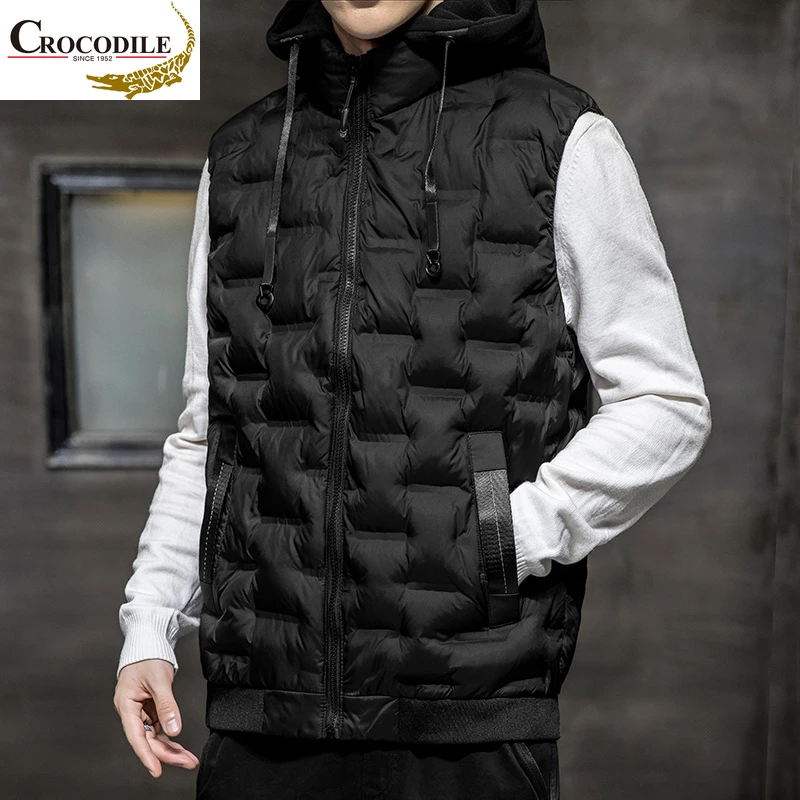 Chaleco de marca de cocodrilo para hombre, chaquetas sin mangas, de gruesas, cálidas, ropa de otoño e invierno|Chalecos| - AliExpress