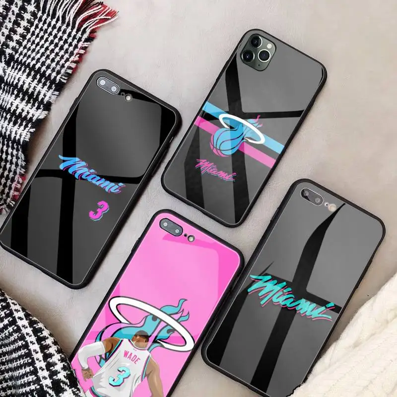 

Basketball Team Heate Phone Case Tempered Glass Fundas Coque For Iphone 12 Mini 11 Pro Max 7 8 PLUS 6s XR Back Cover Case