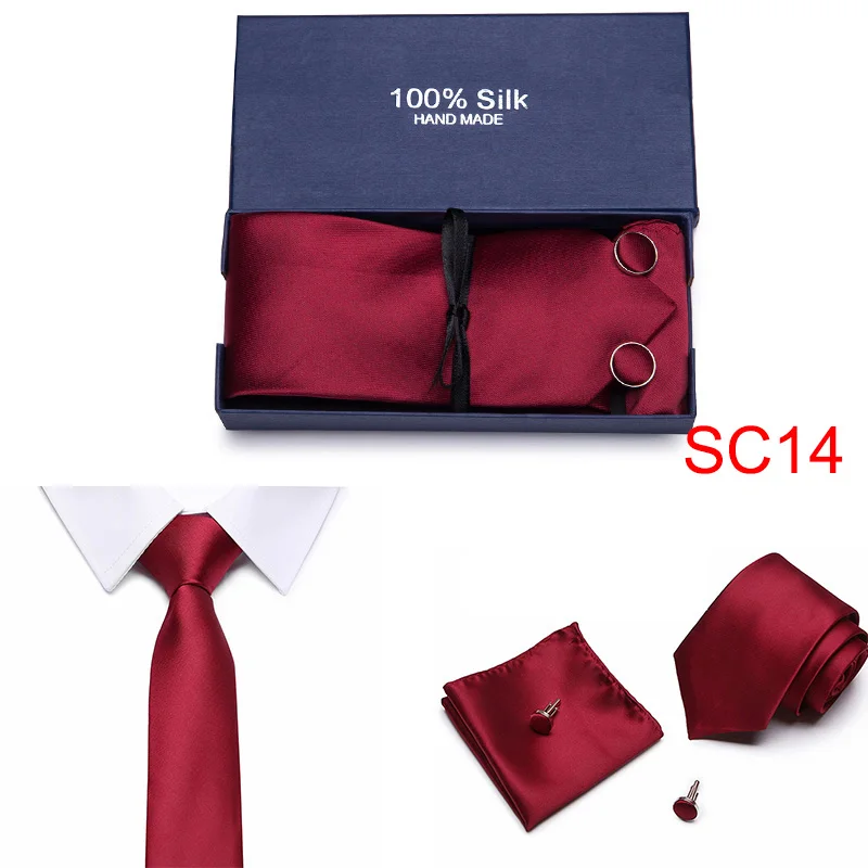 Подарочная коробка мужской галстук шелк жаккард тканый галстук носовой платок Запонки Наборы для формальной Свадебная деловая вечеринка