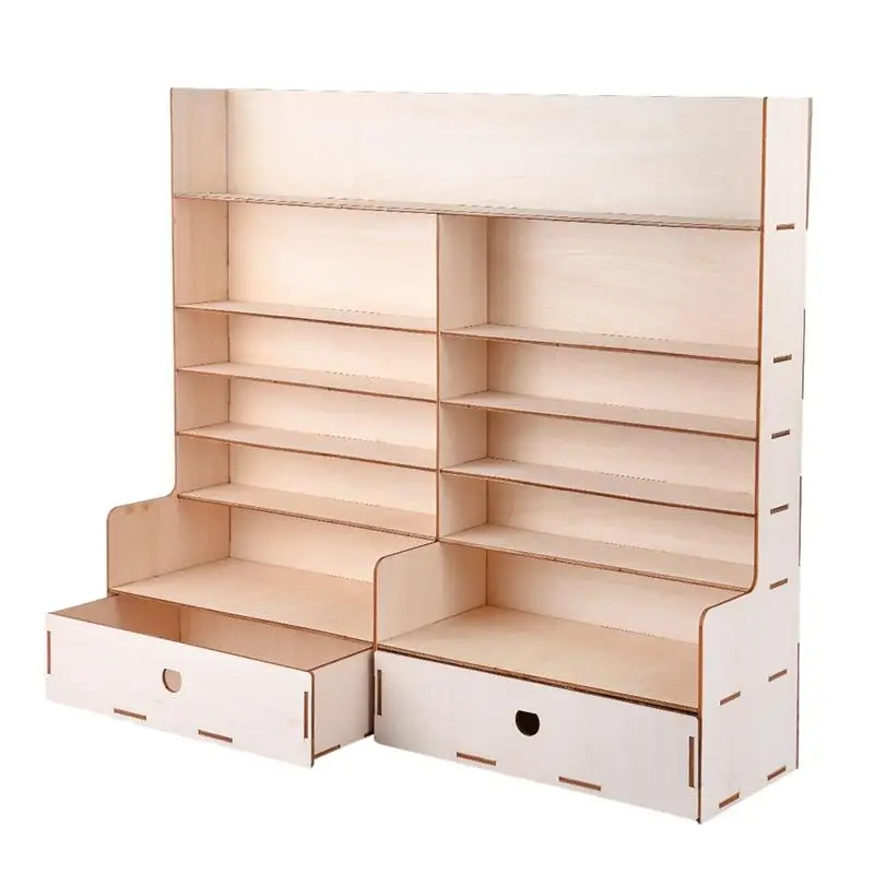 

Wood Paint Rack Shelf Pigment Ink Bottles Organizer Storage Stand Holder with Cabinet Good Stability and Table Rack