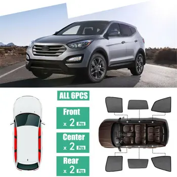 

Fit For Hyundai Santa Fe 6Pcs Windows Sunshade UV Protection Mesh Block Visor