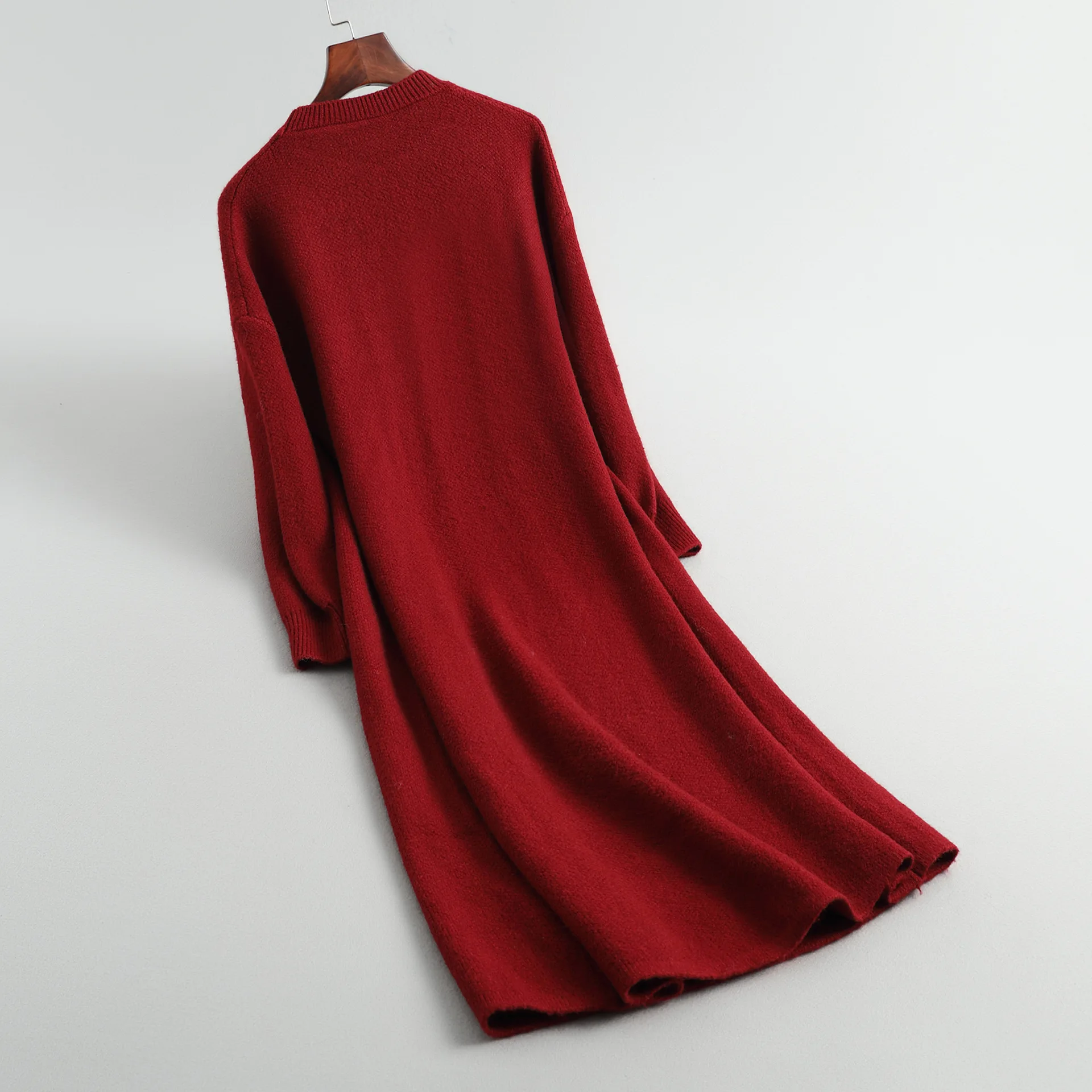 Женское осенне-зимнее длинное платье-свитер Новые однотонные плотные длинные платья с круглым вырезом с длинным рукавом шерстяное вязаное платье для женщин