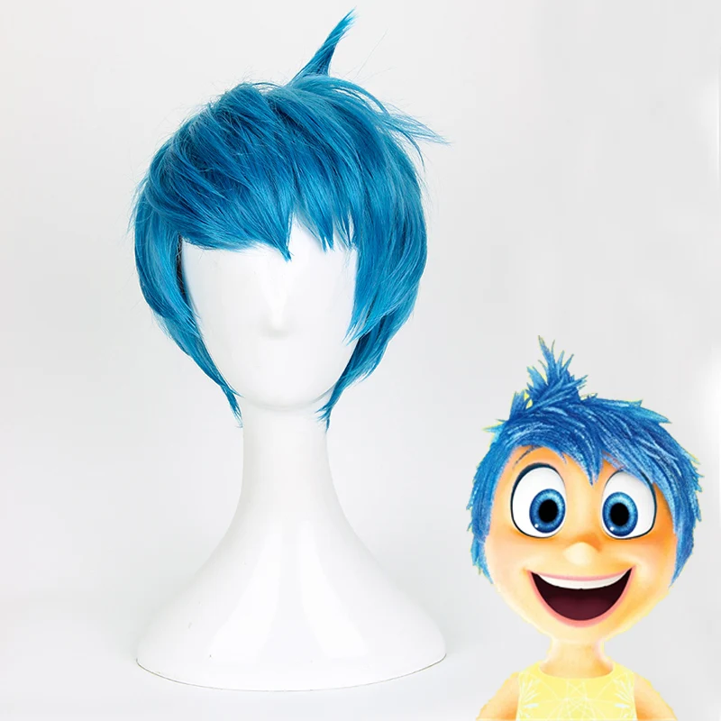 Парик для косплея из фильма Inside Out Joy короткие синие термостойкие волосы парики для косплея+ колпачок для парика
