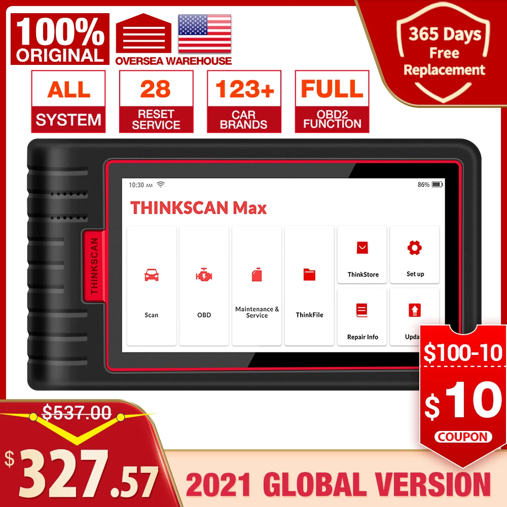 Thinkcar thinkscan máximo leitor de código automotivo do varredor obd2 profissional do sistema completo com 28 função de redefinição livre pk crp909/mk808