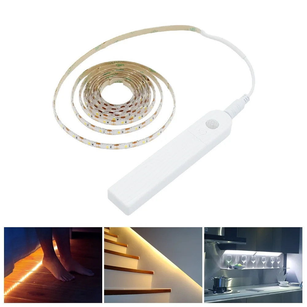 

Wireless PIR Motion Sensor LED Strips USB Lights For Kitchen LED Under Cabinet Lighting Stairs Wardrobe Night Strips Lighting