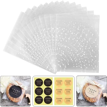 

Self-adhesive Biscuit Bag Clear Polka Dot Design Plastic Gift Bags Biscuit Bakery Candy Treat Bags 100 PCS