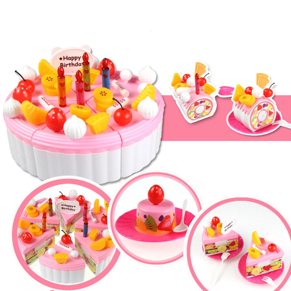 Hot! 1SET Complete Cute Luxury Birthday Decoration Cake Set Pretend Play Kids Kitchen Play Toy New Sale