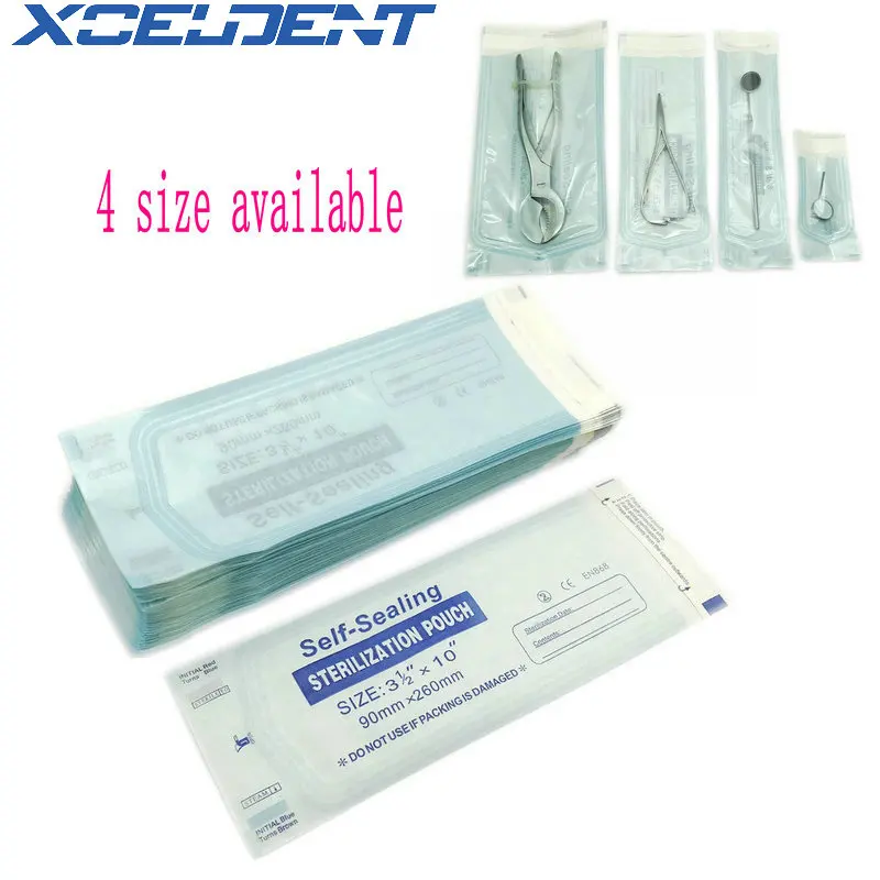 200Pc/Pack Dental Self Sealing Sterilization Pouch Medical Grade Paper Disposable Dental Tattoo Tool Storage Bag 4 Size Optional