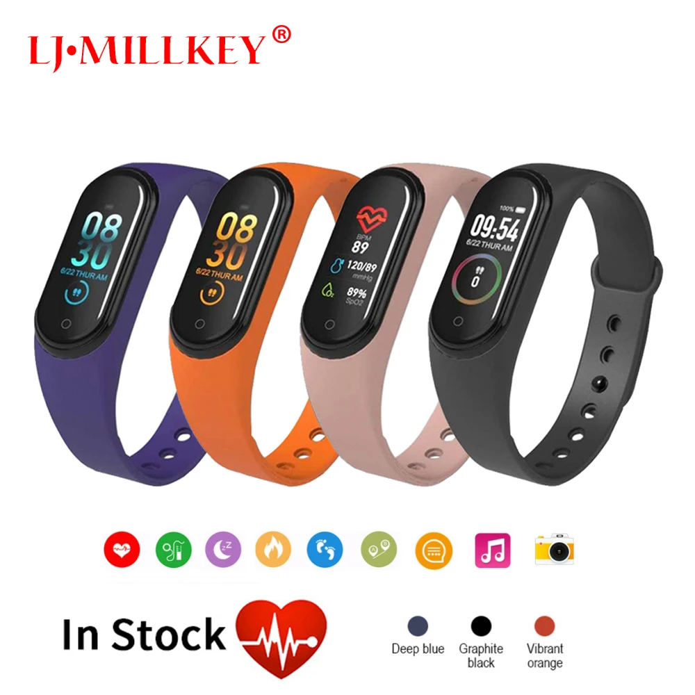 

2019 Fitness Tracker M4 Blood Pressure Smart Bracelet Bluetooth Call Reminder Sport Wristband for iOS Android
