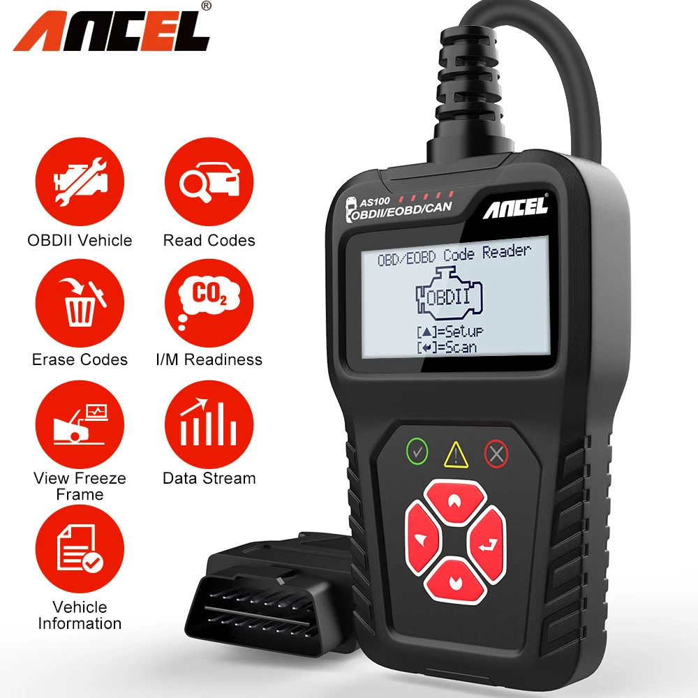 Ancel AS100 OBD2 сканер многоязычный считыватель кодов Obd 2 Автомобильный ODB2
