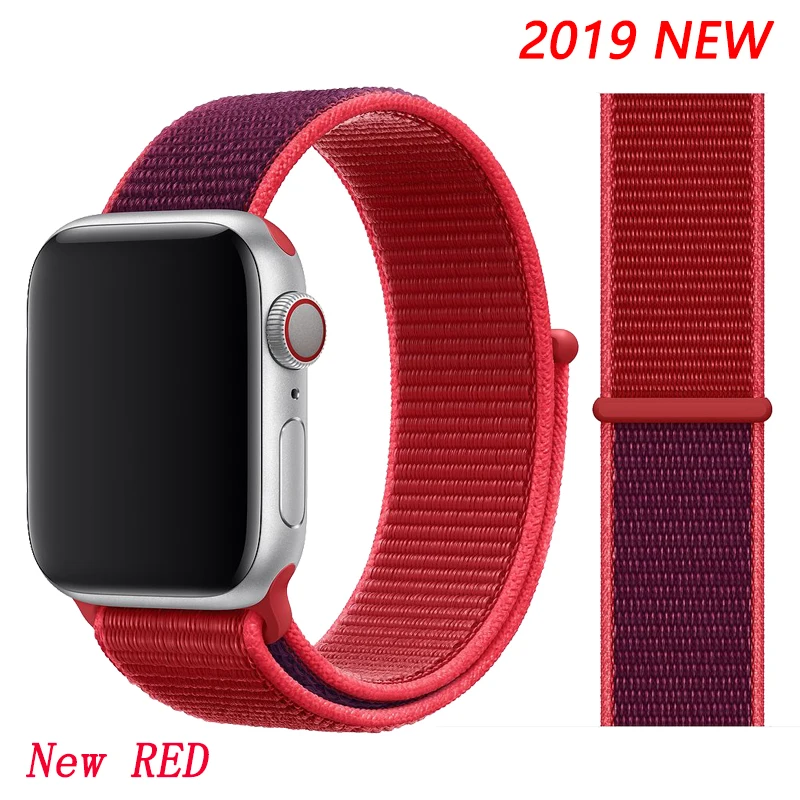 NEW RED Ремешок для apple watch 5 4 band correa apple watch 42 мм 44 мм 38 мм 40 мм iwatch series 5 4 3 2 1 нейлоновый браслет pulseira - Цвет ремешка: NEW RED