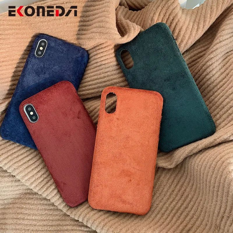 

EKONEDA Warm Cashmere Cloth Case For iPhone 11 Pro Max X XS Max XR Case For iPhone 7 6 6S 8 Plus Winter Cover Case