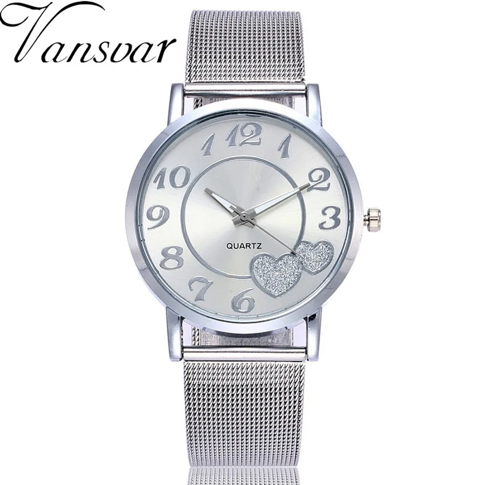 Vansvar Brand Women Watches Quartz Watch Luxury Gold Geneva Wristwatch Waterproof Stainless Steel Strap Ladies Bracelet Watch