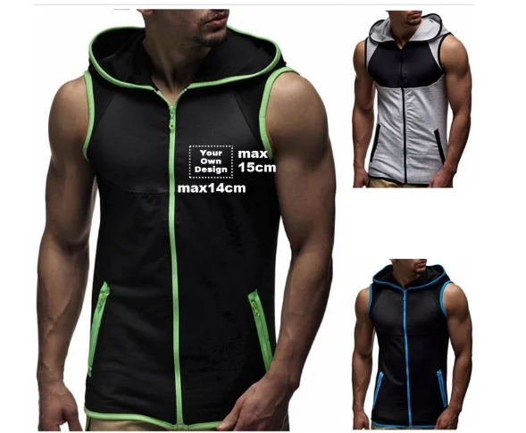 

2019 Men Patchwork Hooded Sleeveless For Men Bodybuilding Gym Clothing Men Hooded Slim Fit Top Bodybuilding Hoodies Tops SA-8