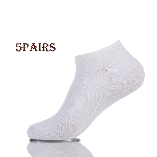 5 пар/лот мужские хлопковые носки Новые повседневные бизнес антибактериальные дезодоранты дышащие мужские длинные/короткие носки - Цвет: white 01