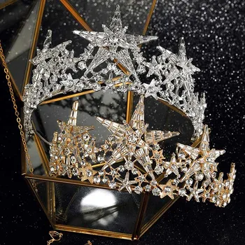 

FORSEVEN Luxury Wedding Bridal Gold/Silver Color Crytal Floral Shape Tiaras Crown Princess Birthday Women Jewelry Accessories JL