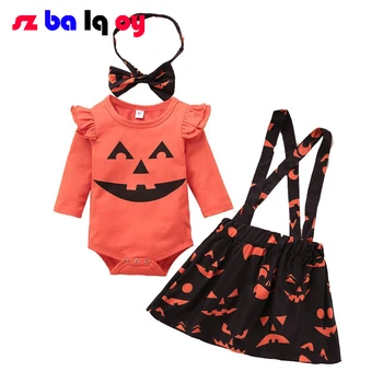 

The Girl New Halloween jumpsuit Europe and America Style Baby girl Cute solid color Baby suspender skirt Jumpsuit Set for baby