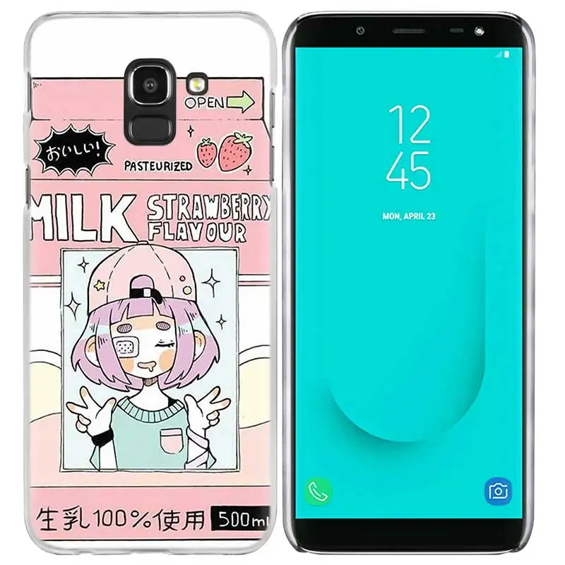 Темно-серый Kawaii японский клубничное молоко чехол для samsung Galaxy S10 S10e 5G S9 S8 S7 край M40 M30 M20 M10 J8 J6 J4 плюс - Цвет: Темно-серый