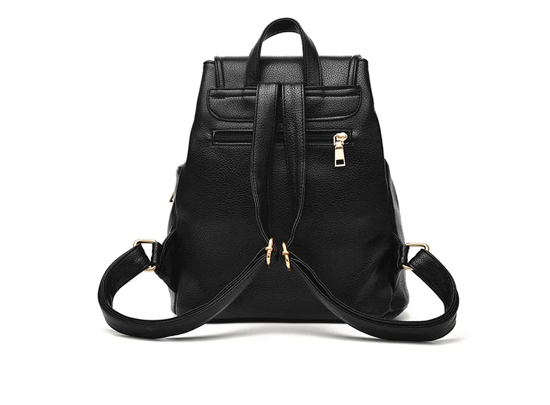 2019 High Quality PU leather Zipper Backpacks Female Small Leisure Backpack Purse College Student Shoulder School Bag Black Pink (14)
