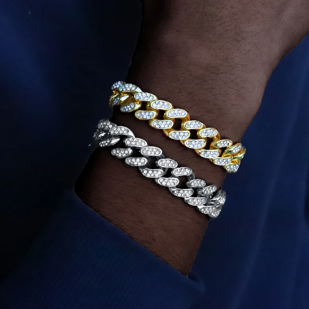 2024 Iced Out Watch Bracelet for Mens Watch Cuban Chain Iced Out Watch Hip Hop Watches Rhinestone Gold Watch Clock relogio 6