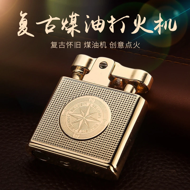 Honest Copper Cigarette Lighter Gasoline Vintage Kerosene For oil Lighter Grinding Wheels Fire Lighter Retro Windproof Lighter