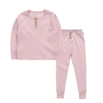 Пижамный комплект для маленьких мальчиков, однотонная цветная Пижама, детская повседневная одежда для сна для девочек, Пижамный костюм для малышей, комплекты домашней одежды - Цвет: Розовый