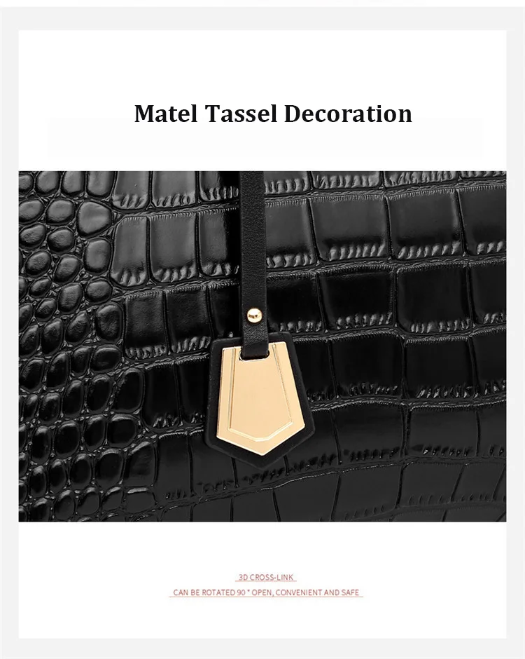 Ladies Crocodile Handbags for Women Luxury Designer Genuine Leather Crossbody Purses Cowhide Top Handle Office Tote Shoulder Bag (4)