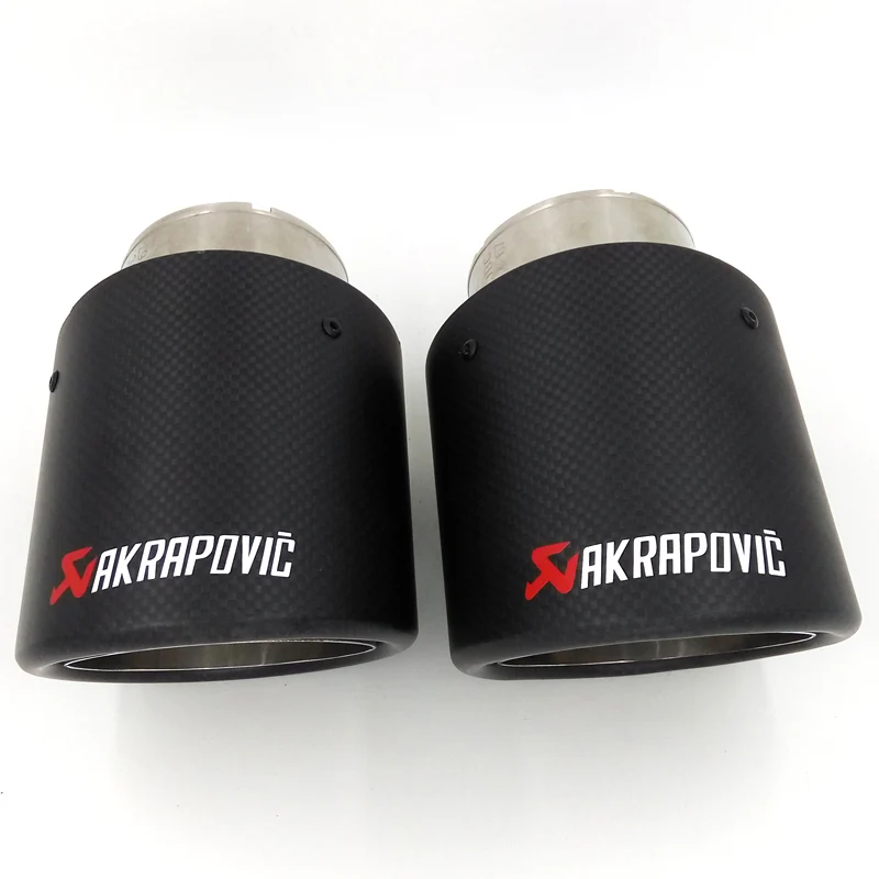 

2PCS: Inlet 51mm 54mm 57mm 60mm 63mm Outlet 101mm Universal Carbon Fiber Akrapovic Car Exhaust Muffler Tips Tialpipe End Pipe