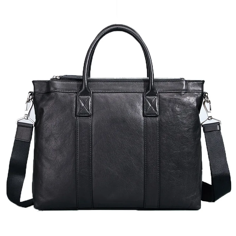 

Genuine Leather Businessmen Briefcase Solid Casual Laptop Handbag