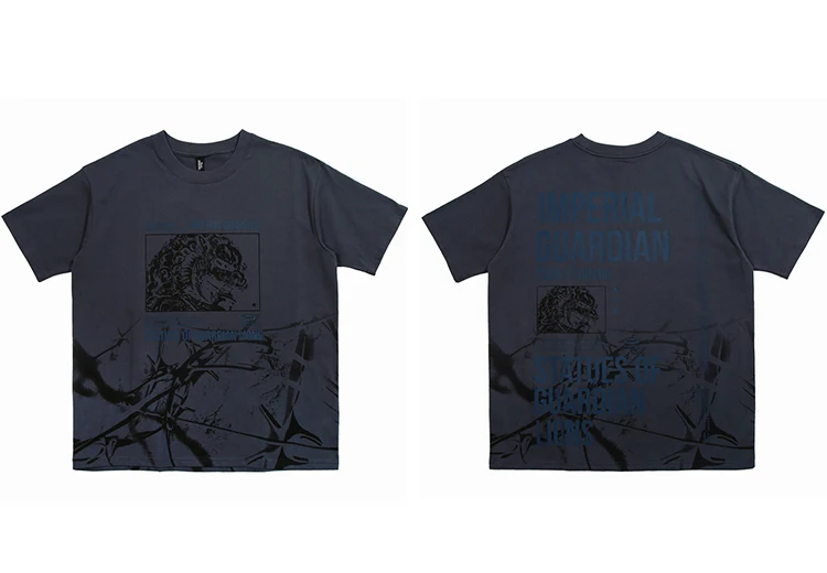 Императорский камень-оберег, футболка с принтом льва, уличная одежда для мужчин, хип-хоп футболка, свободная Harajuku футболка, короткий рукав, хлопковые футболки