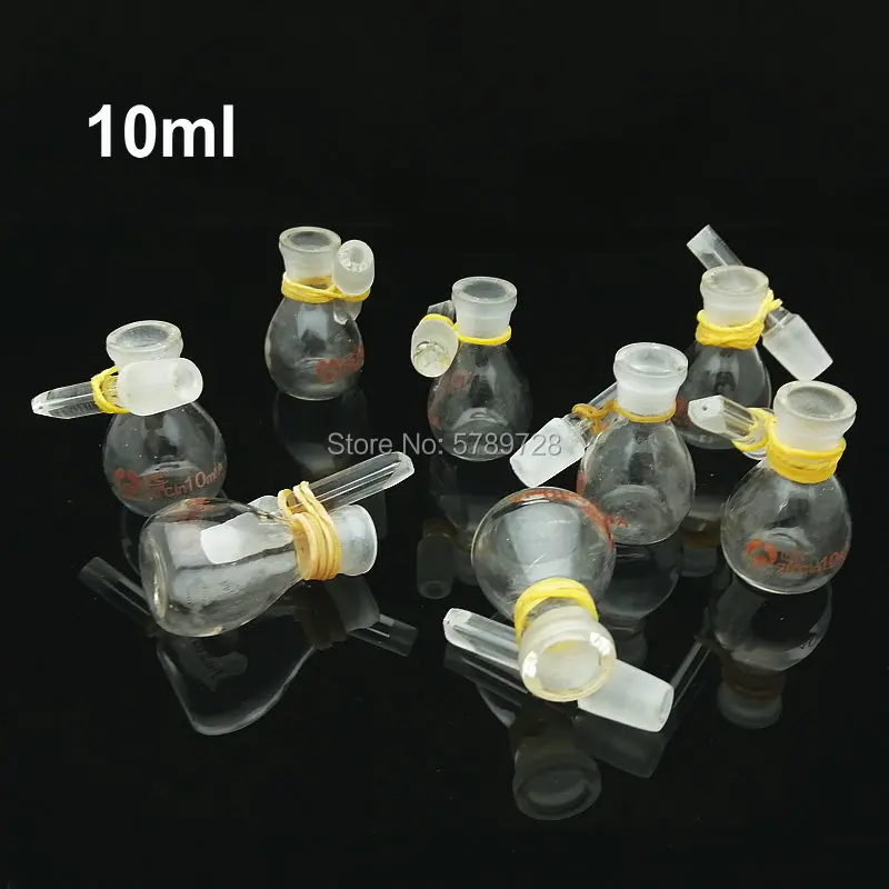 5pcs 10pcs Glass Spherical Density Bottle, Lee's Pycnometer Lab Volumetric Flasks 5ml 10ml 25ml 50ml 100ml