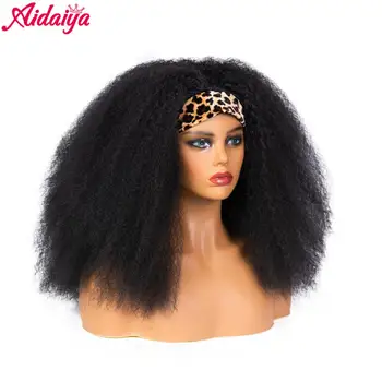 Aidaiya Yaki Straight Headband Wig Afro Kinky Curly Headband Wigs for Women Synthetic Hair Wigs Wrap Hair Style High Tempreture 1