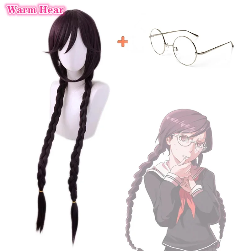 

Парик для косплея аниме «данганронпа», термостойкий, длинный, с круглыми очками, с термостойким чехлом