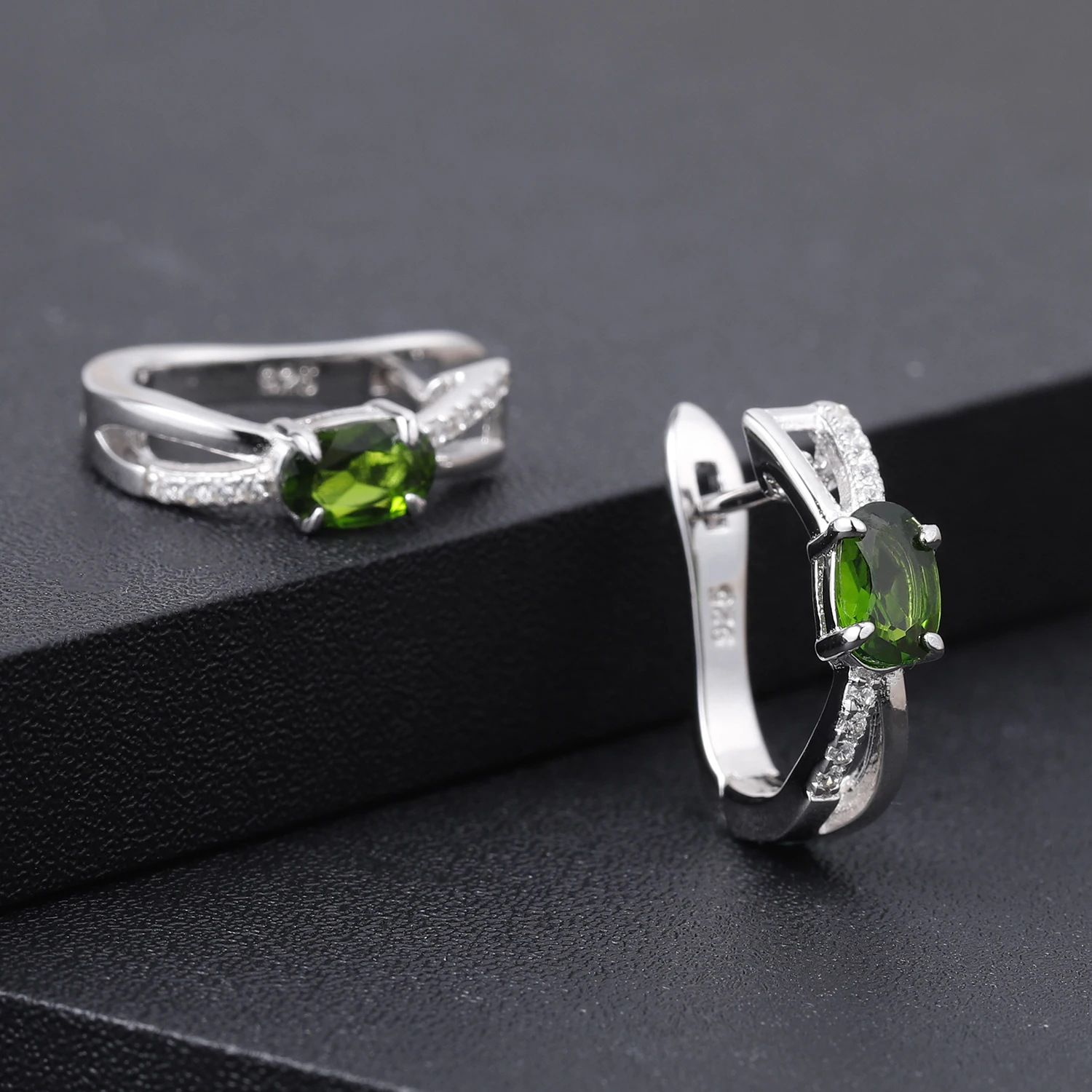 GEM'S балетные 925 пробы серебряные модные серьги 1.06Ct натуральный хром диопсид драгоценный камень клипсы для женщин хорошее ювелирное изделие