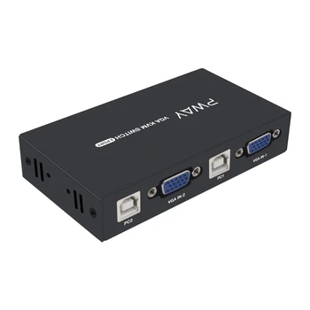 

PWAY 2X1 VGA KVM Switch Box Selector with Extender 2 Ports USB 2.0 Sharing monitor mouse keyboard for 2 Computer Laptops PCs