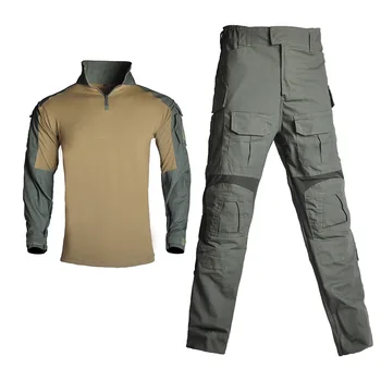 

Man Military Clothing Sets Tactical Uniforms BDU Army Combat Suit Camouflage Long Sleeve T-shirts Cargo Work Pants
