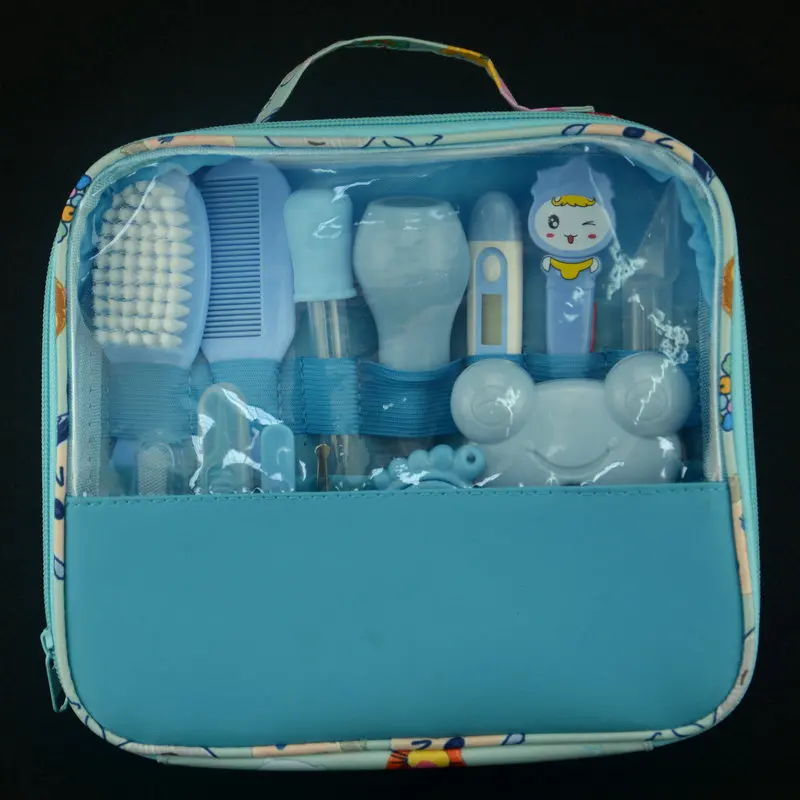 blue 13PCS Детский комплект для ухода за здоровьем, комплект для ухода за новорожденным ребенком, комплект для ухода за ребенком, термометр, ножницы для стрижки, детские туалетные принадлежности для малышей - Цвет: blue 13PCS