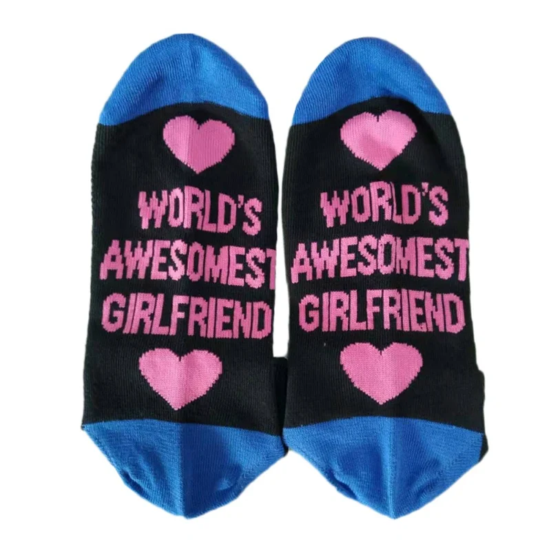 Носки женские мужские с буквенным принтом WORLD AWESOMEST GIRL FRIEND Компрессионные носки стильные унисекс забавные носки пара Meias - Цвет: GDL