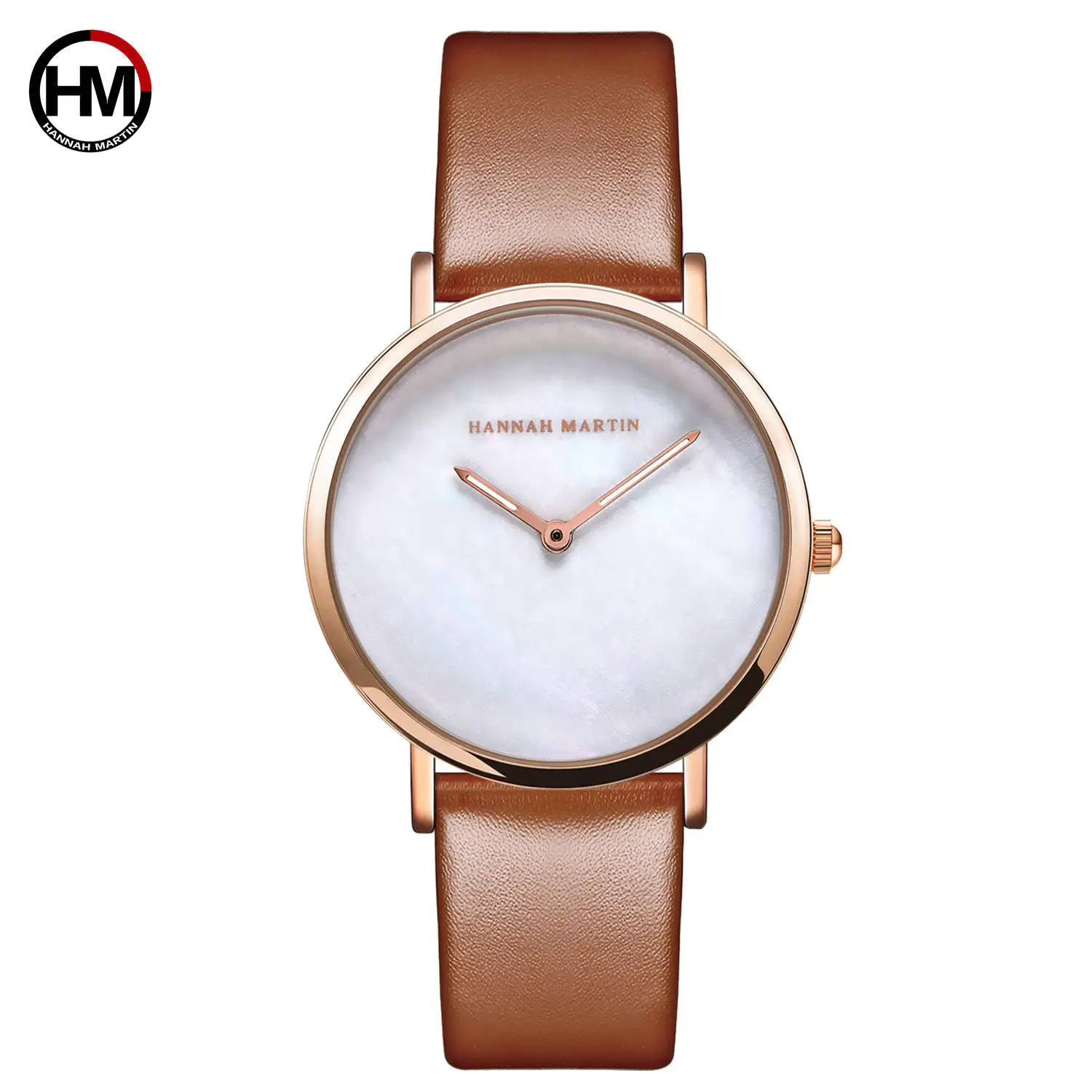 

Hannah New Women Luxury Brand Watch Simple Quartz White Dial Minimalism Belt Rose Gold Elegant Bracelet couple watch feminino
