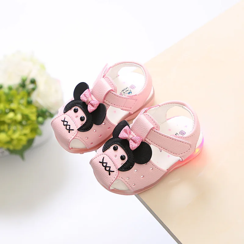 

2018 New Style Cartoon Little Girl Learner Sandals Soft Bottom 0-2 Years Old Baby bao liang Lamp Sandals Closed-toe Soft-Sole An