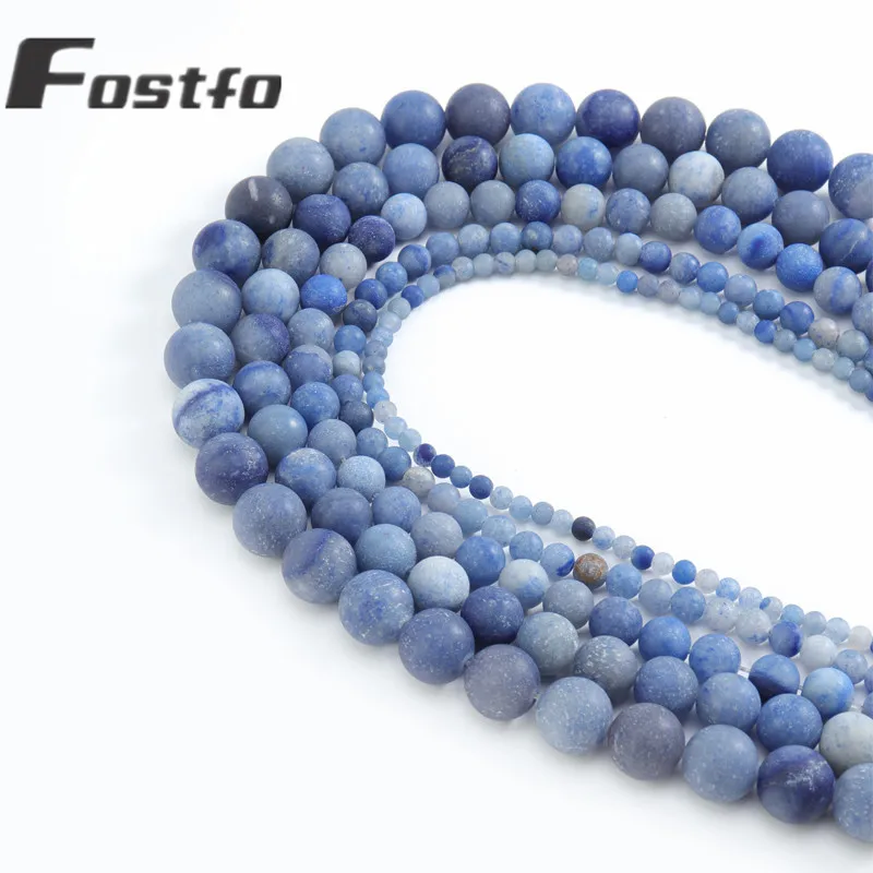 

Fostfo Natural Matte Blue Aventurine Stone Round Spacer Loose Beads 15'' Strand 4 6 8 10 12 mm For Jewelry Making Bracelet