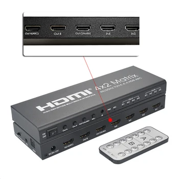 

HDMI Matrix 4K HDMI Switch Matrix ARC SPDIF 4 In 2 Out 4X2/2.0 Matrix control HDCP 4KX2K/60HZ HDR/3D Splitter Converter For PS4