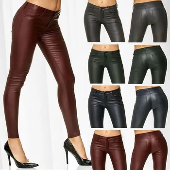 

ZOGAA Women PU Leather Pants Sexy Skinny PU Tight Trousers Female Solid Slim Biker Art Leather Pencil Pants 2019 Brand Cool Pant