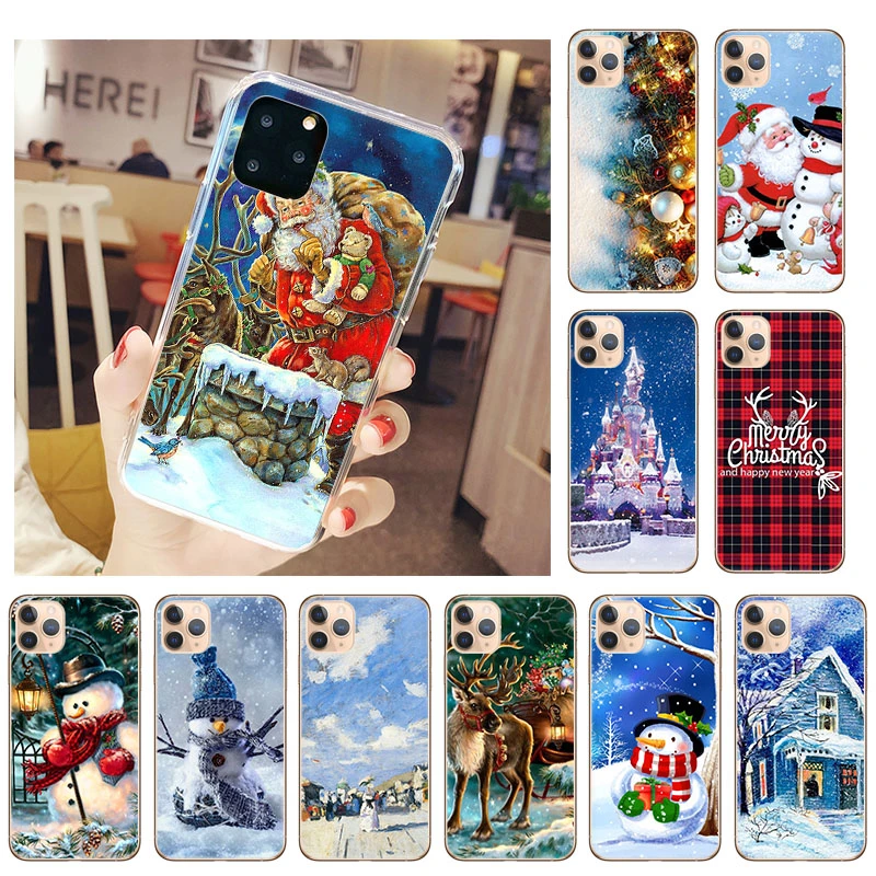 Snowman Christmas Santa Claus Phone Case For iPhone 13 12 11 Pro Max X XSMax XS XR 7 8 Plus SE2020 Silicone TPU Soft Back Cover xr cases