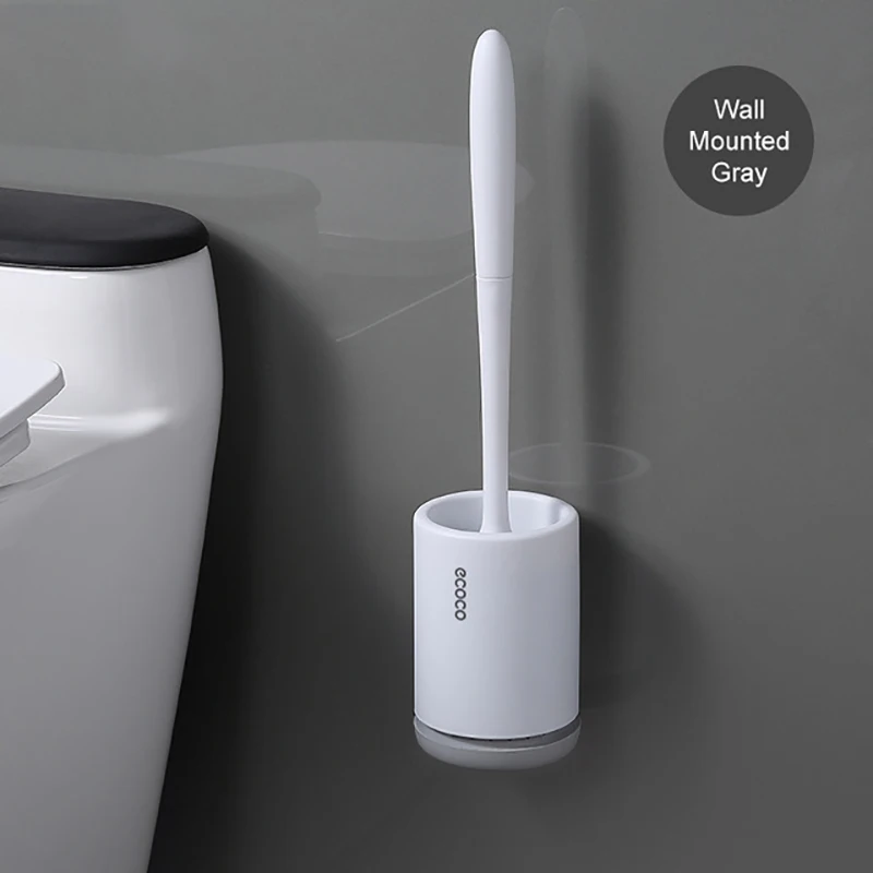 Wallmounted Gray GESEW силиконовая TPR щетка для унитаза и держатель Быстрый слив чистящие кисти инструменты для туалета бытовой Туалет аксессуары для ванной комнаты наборы - Цвет: Wallmounted Gray