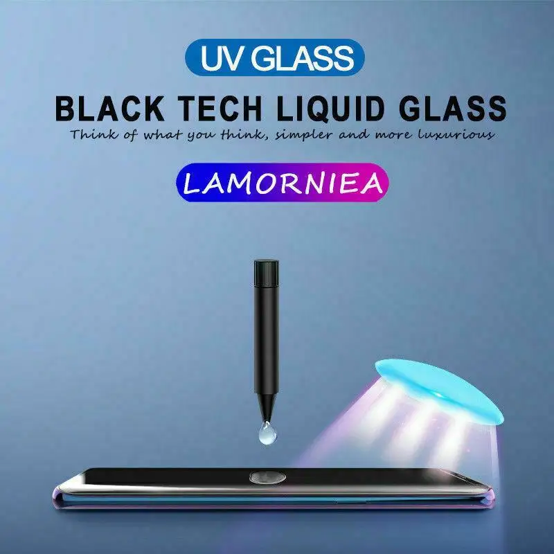 

UV Tempered Glass For Samsung Note 10 Pro 9 8 S9 S8 S7Edge 5D Full Liquid Glue Screen Protector For Samsung Galaxy S10E S10 Plus