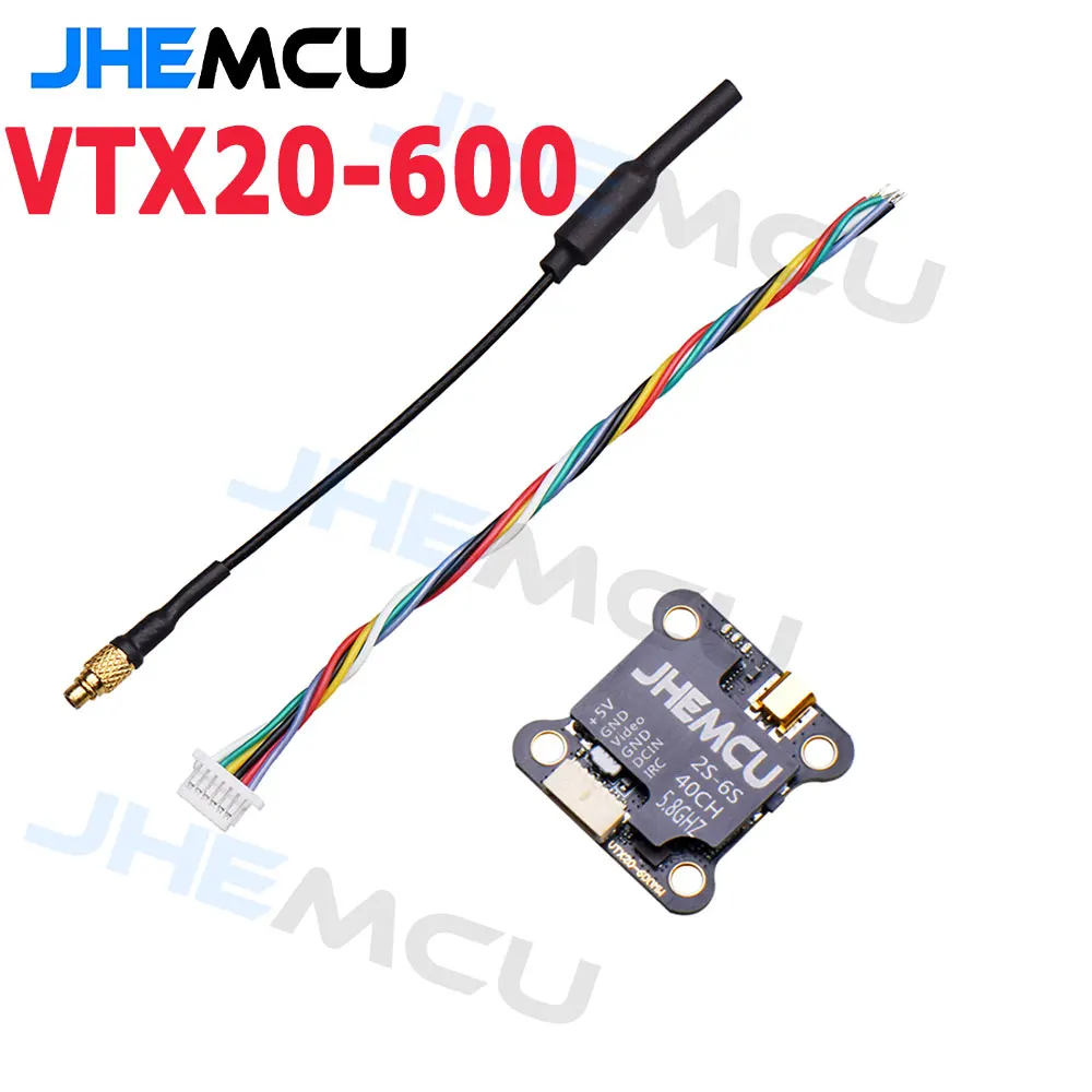 JHEMCU VTX20-600 5 8G 40CH PitMode 25mW 100mW 200mW 400mW 600mW регулируемый VTX 7-26V 20x20mm для RC FPV Racing Drone |