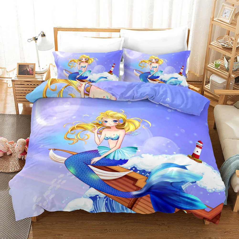 

Lanke 3D Mermaid Bedding Set,Girl's Bedroom, Twin Full Queen king size bedding set Cotton bed sets