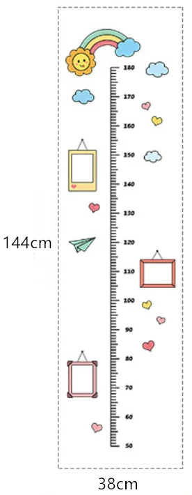 4 милых мультяшных животных Луна высота линейка настенные наклейки s для детской комнаты спальня высота метр наклейка домашний декор ребенок рост подарок - Цвет: A